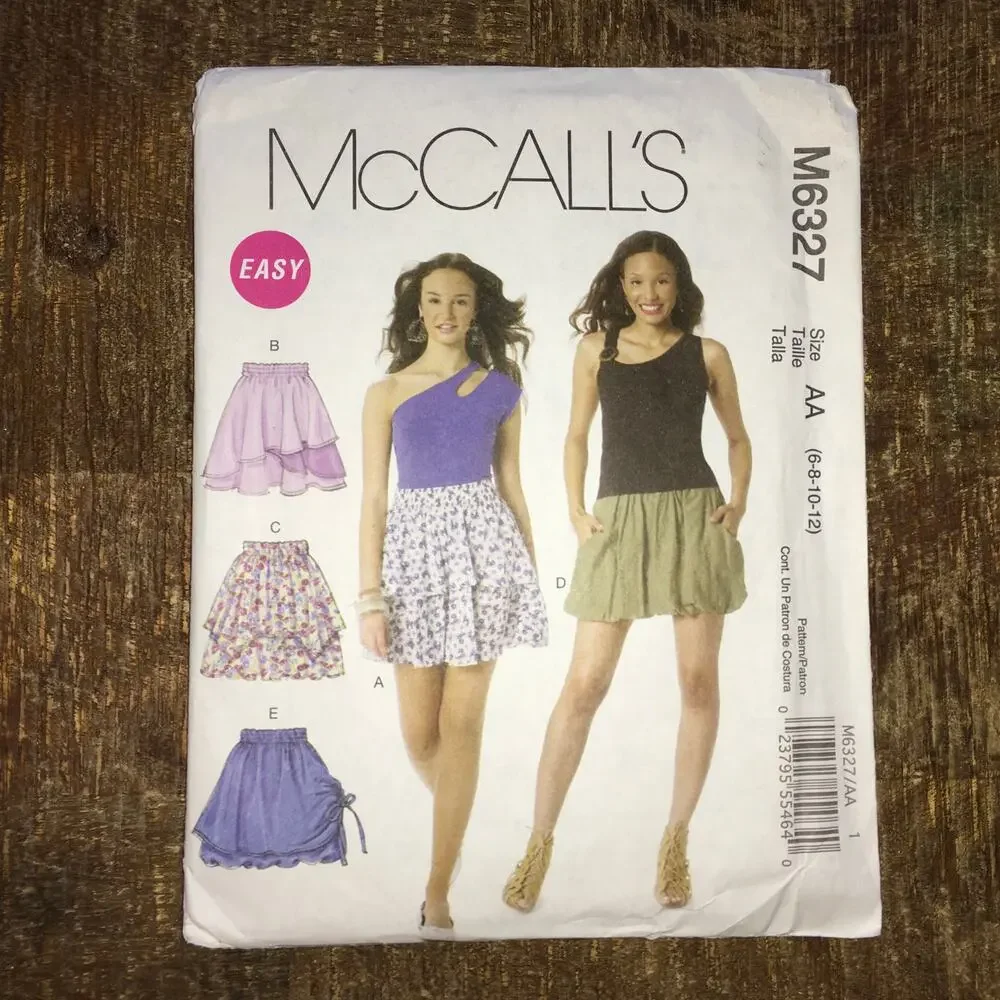 McCalls Sewing Pattern M6327 Ruffle Short Skirt Coquette Twee Cottage 6-12 UNCUT